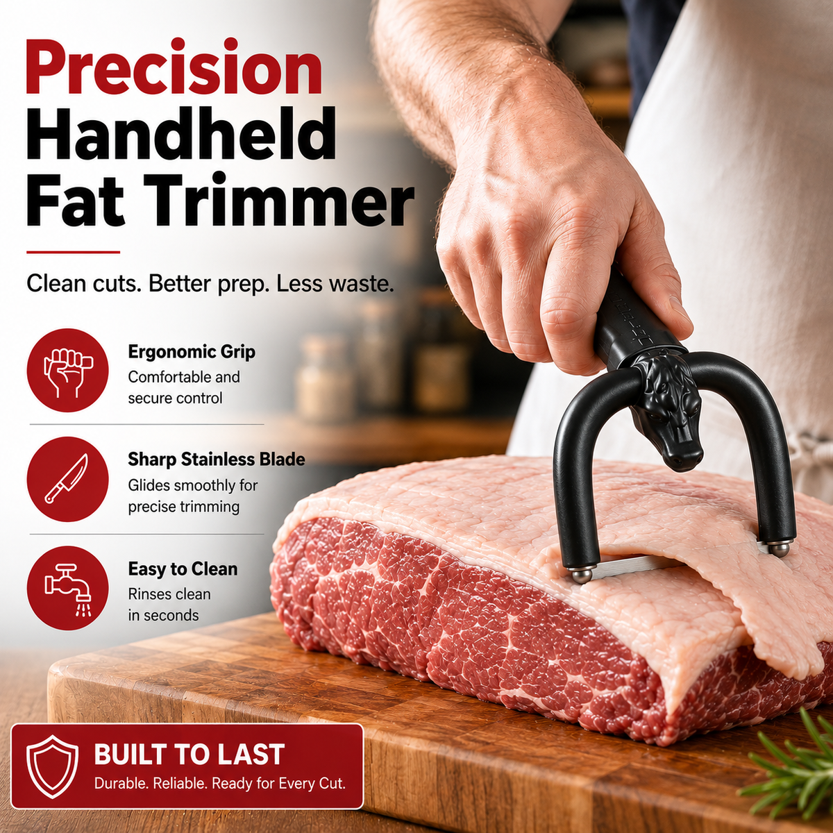 🥩 Precision Handheld Fat Trimmer for Beef & Pork