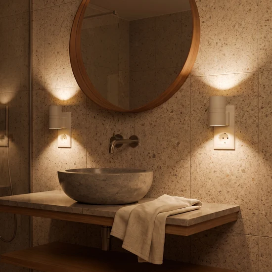 Soft night light in the bathroom