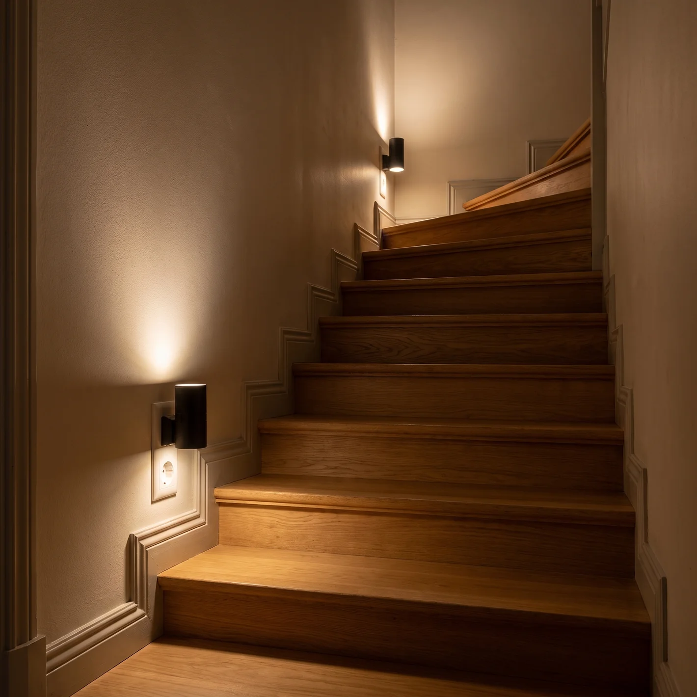 Night light illuminating stairs