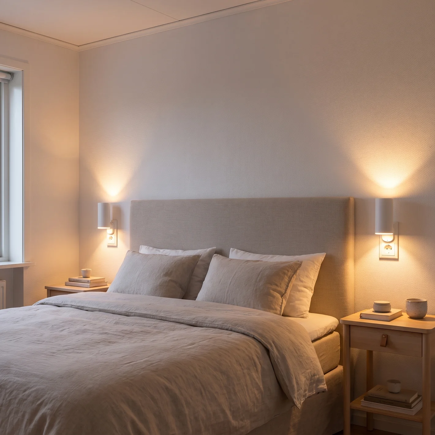 Warm night light in a bedroom